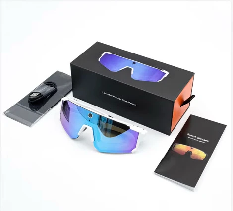 Gafas SNT SOLIS blancas con lente azul, caja, cable y manual 